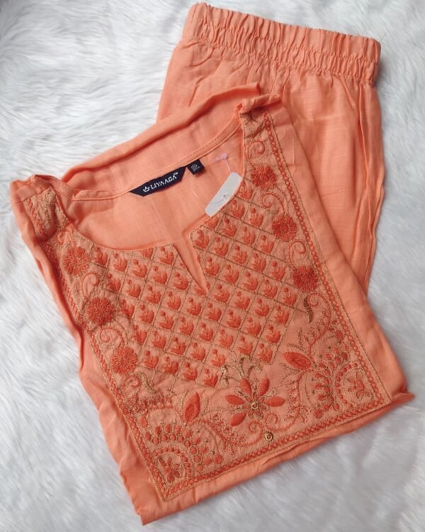 Luxury Lucknowi Chikankari Rayon Kurti Set – Exquisite Craftsmanship & Contemporary Elegance - Image 2