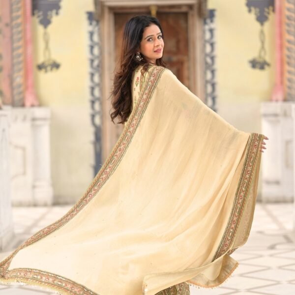 Stylish Chikoo Viscose Embroidered Designer Sharara Plazo Salwar Suit - Image 2