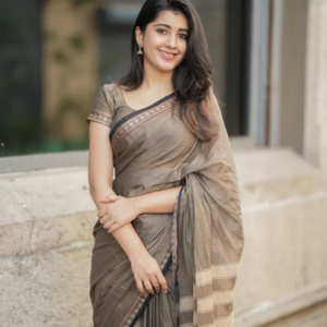 Shraddha Beige Narayanapet Pure Cotton Saree – A Blend of Tradition & Elegance