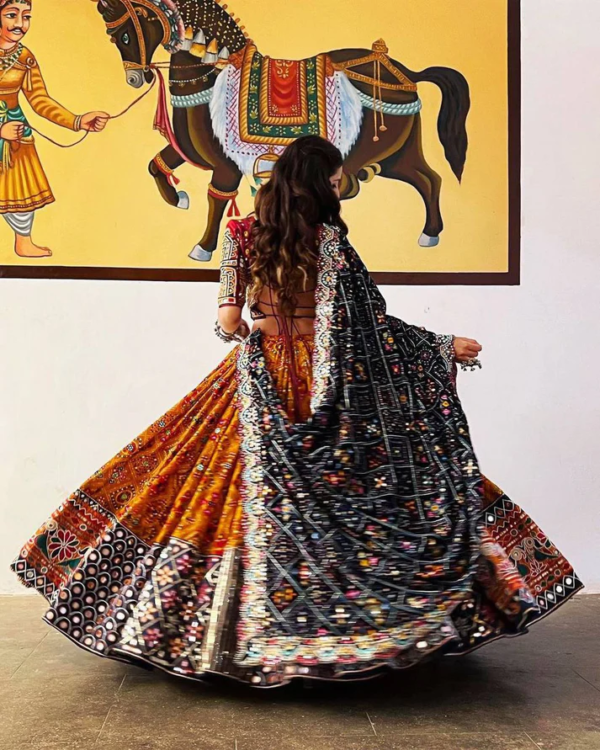 Multi Color Silk Embroidery Work Latest Navratri Lehenga Choli - Image 2
