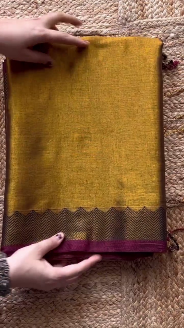 Golden Yellow Checks with Double Pett Zari Border – Kalyani Cotton Bharatanatyam Practice Saree