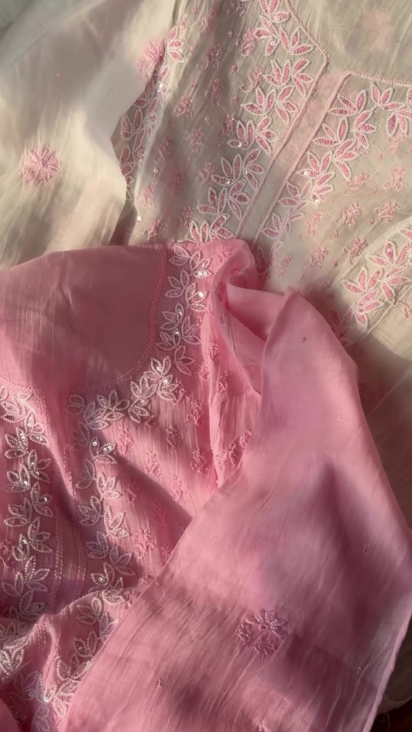 Zari Embroidered Organza Dress Material with Dupatta – A Timeless Blend of Elegance and Grace - Image 3
