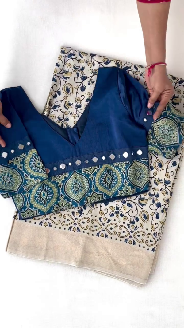 Heirloom Pure Assam Muga Saree with Natural Dyed Eri Extra Weft - Image 3