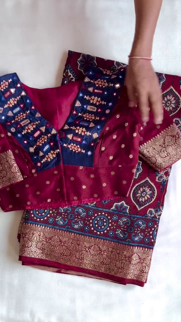Heirloom Pure Assam Muga Saree with Natural Dyed Eri Extra Weft - Image 5