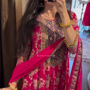 Royal Blue & Red Ethnic Elegance – Timeless Floral & Mirror Work