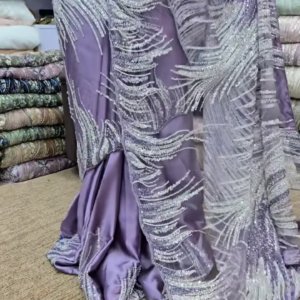 Elegant Lavender Shine – Designer Embroidered Saree