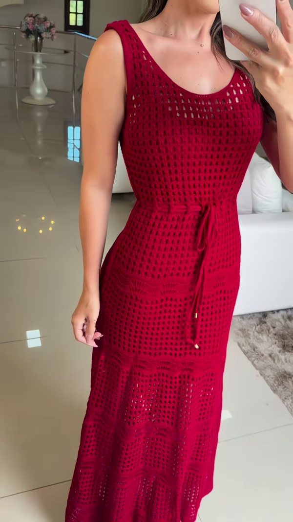 ❤️ Elegant Ruby Crochet Maxi Dress – Timeless Beauty with a Modern Touch ❤️ - Image 4