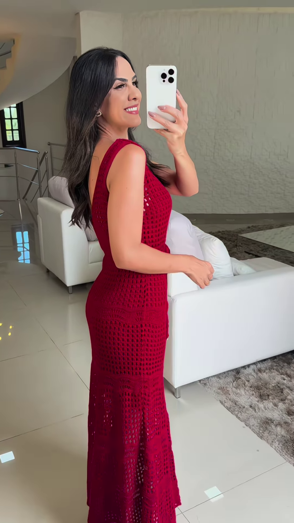 ❤️ Elegant Ruby Crochet Maxi Dress – Timeless Beauty with a Modern Touch ❤️ - Image 5
