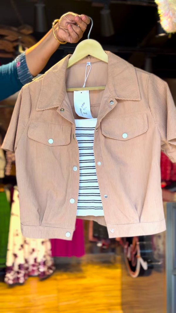 ✨ Chic Corduroy Jacket & Striped Tank Co-ord Set – Effortless Elegance ✨ - Image 2