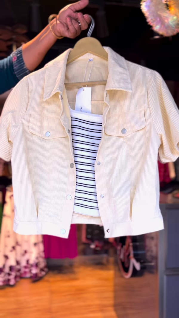 ✨ Chic Corduroy Jacket & Striped Tank Co-ord Set – Effortless Elegance ✨ - Image 3