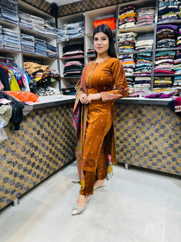Premium Cotrize Stretchable  Suit with Heavy Shawl - Image 2