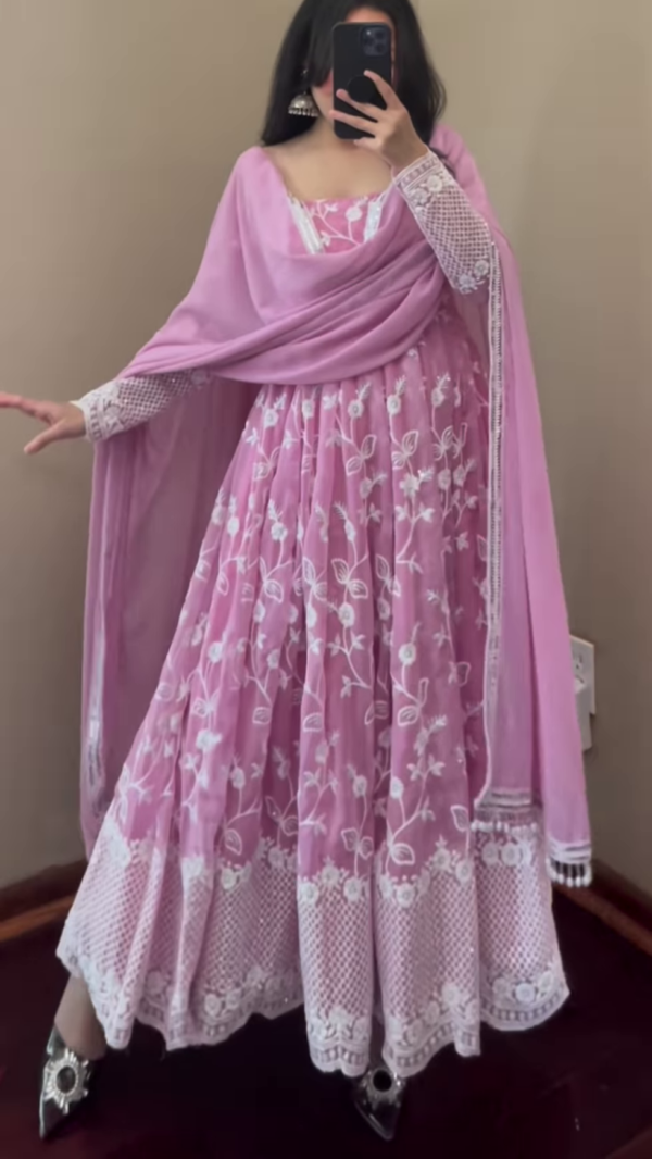 Designer Embroidered Georgette Ready-Made Kurti – A Perfect Blend of Elegance and Comfort - Image 2