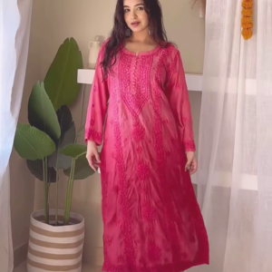 Fuchsia Elegance: Contemporary Chikankari Palazzo Set