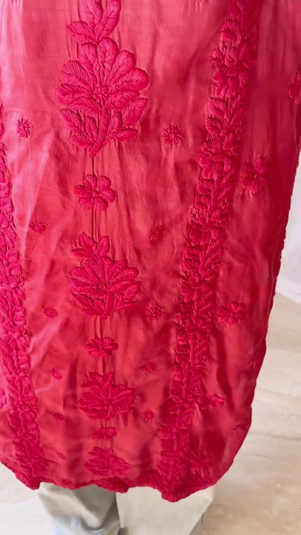 Fuchsia Elegance: Contemporary Chikankari Palazzo Set - Image 3