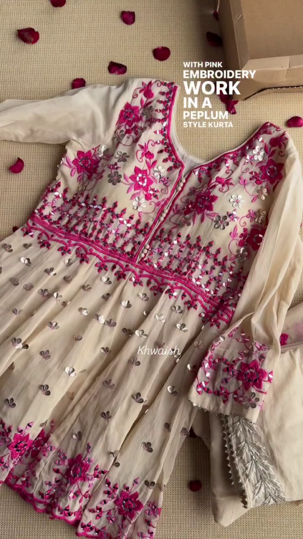Ethereal Bloom: Gota Patti Embroidered Elegance in Pink and Silver