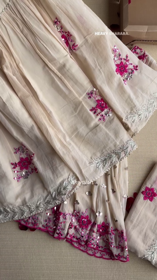 Ethereal Bloom: Gota Patti Embroidered Elegance in Pink and Silver - Image 5