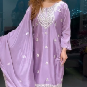 Multicolor Machine Thread Work Plazo Kurti with Dupatta – A Perfect Fusion of Elegance & Comfort