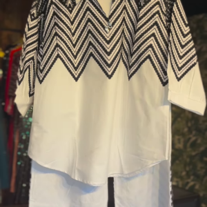 Black & White Sequin Chevron Kurti Set with Palazzo Pants