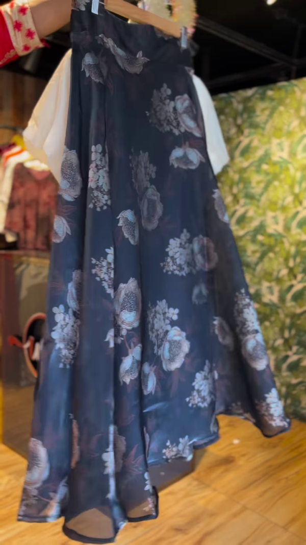 Vintage Bloom – Embroidered Top & Floral Skirt Set - Image 2