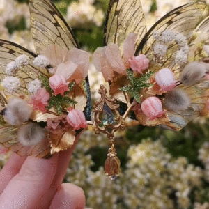Fantasy Green Gem Fairy Wing Hair Comb"