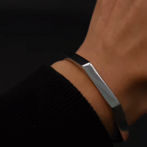 Modern Sleek Silver Bangle Bracelet