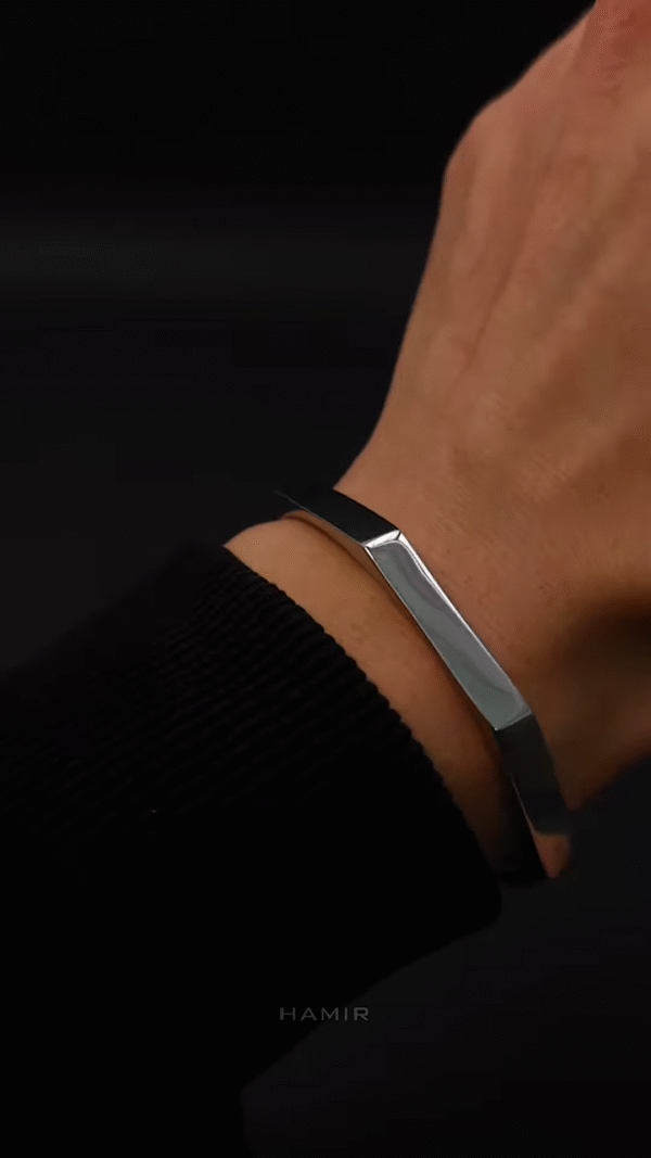 Modern Sleek Silver Bangle Bracelet