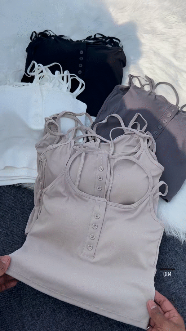 🌈 Trendy Multi-Strap Button-Front Crop Tops - Available in Multiple Colors 🖤🤍💜🩷 - Image 2