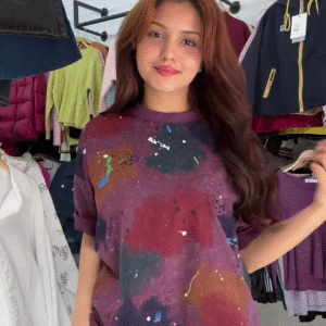 🎨 Edgy Black T-Shirt with Vibrant Abstract Paint Splatter Design 💥
