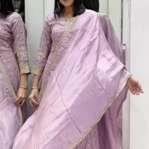 💜 Elegant Lilac Embroidered Palazzo Suit with Dupatta 🌸