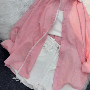 Relaxed Fit Tan Overshirt with White Tank and Shorts